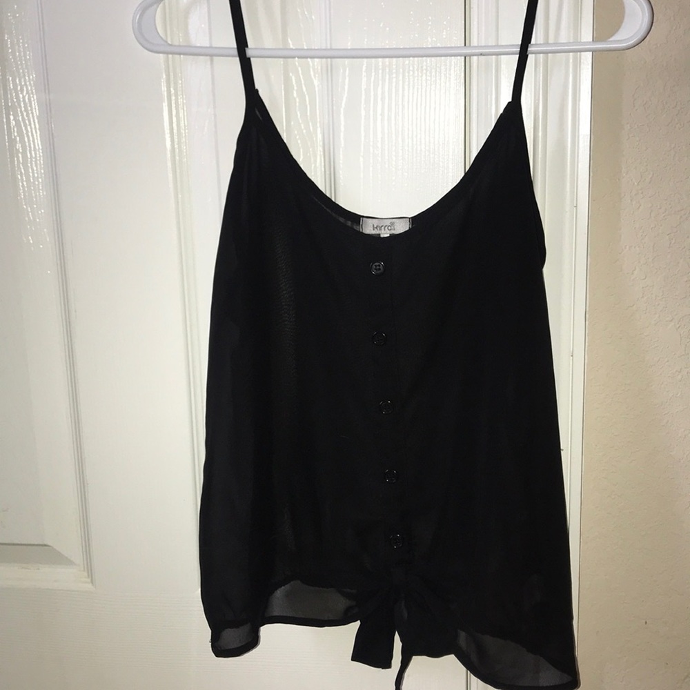 Sheer button up black tank top